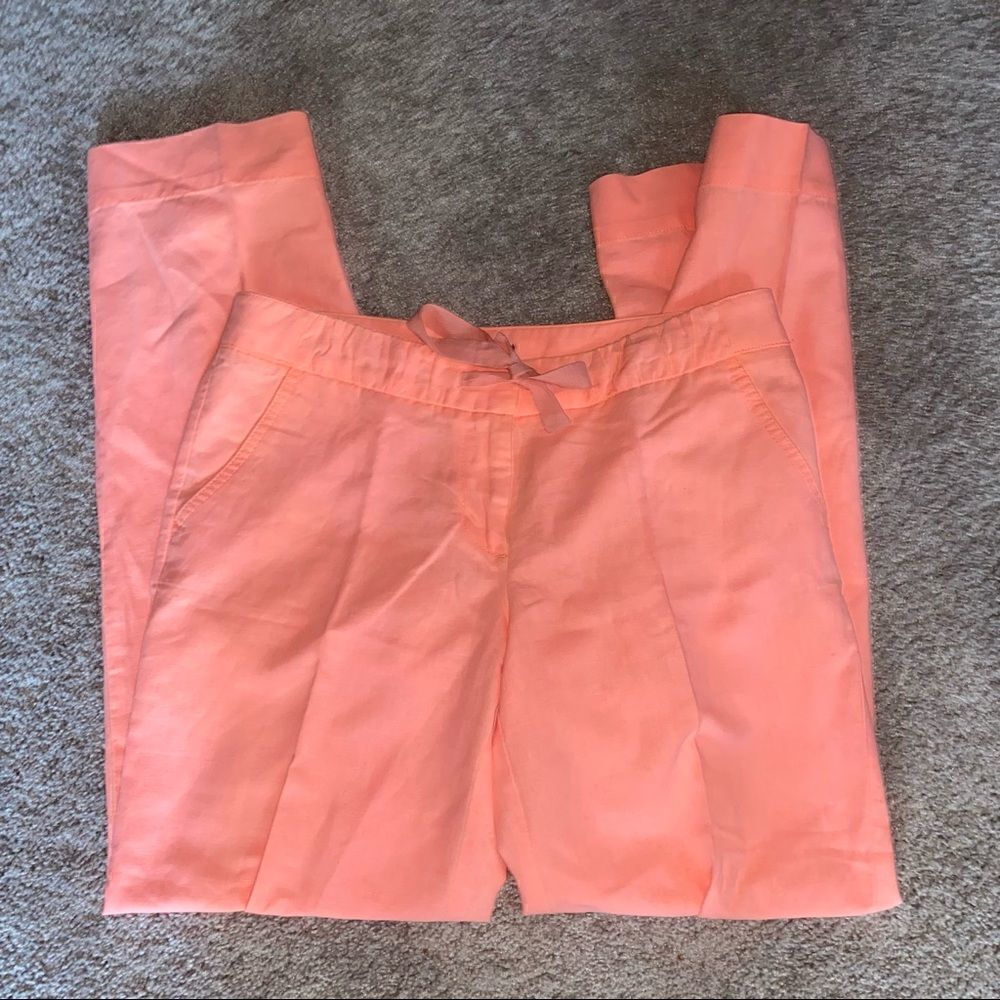 NEW J. Crew Hot Coral Tie Waist Pants